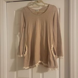 BOUTIQUE Beige Tunic with Lace trim s
